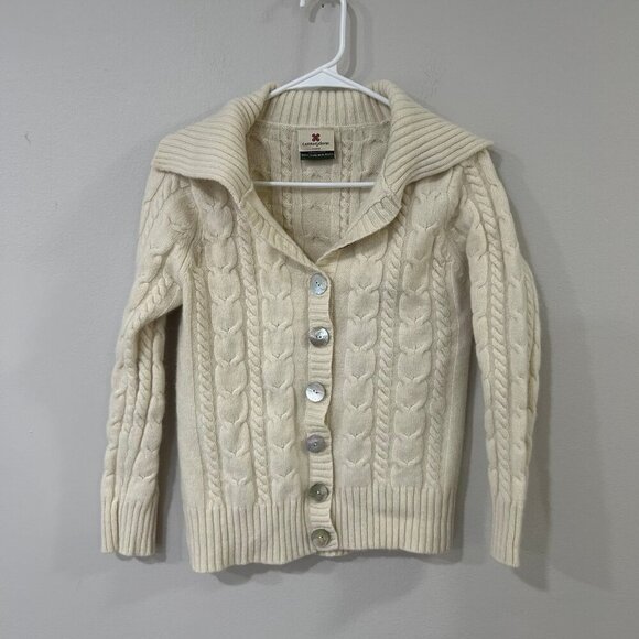 Carraig Donn Hand Knit Wool Cream Ivory Cardigan Sweater Women's Size Medium - Picture 1 of 4
